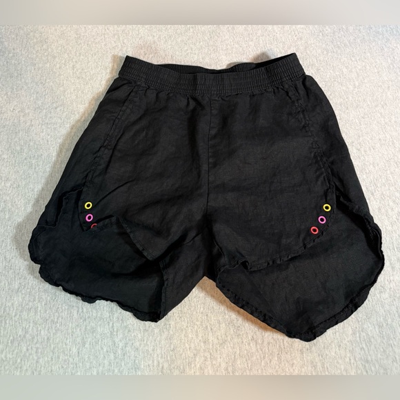 Vetchy 100% Linen Shorts – Black with Multicolored Accents 🖤🌈 - Picture 4 of 7